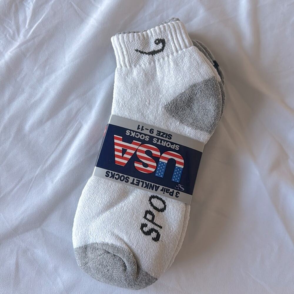 Lot of 3 pair anklet USA sports socks size (9–11)